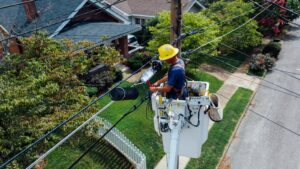 Pole Technician Hard at Work